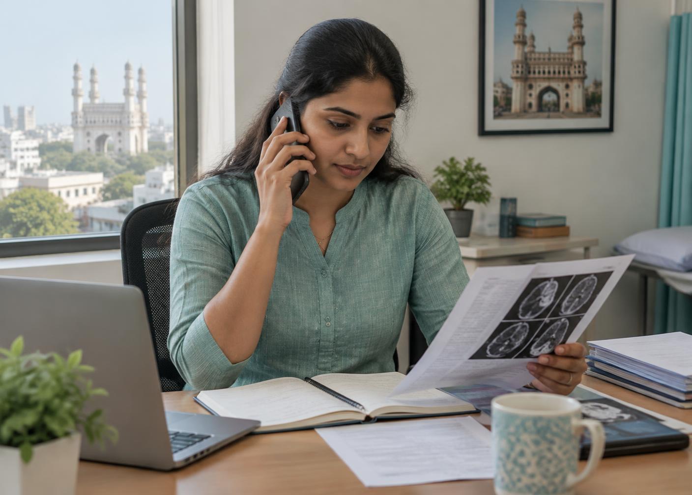 Illustrative: a treatment coordinator reviewing documents